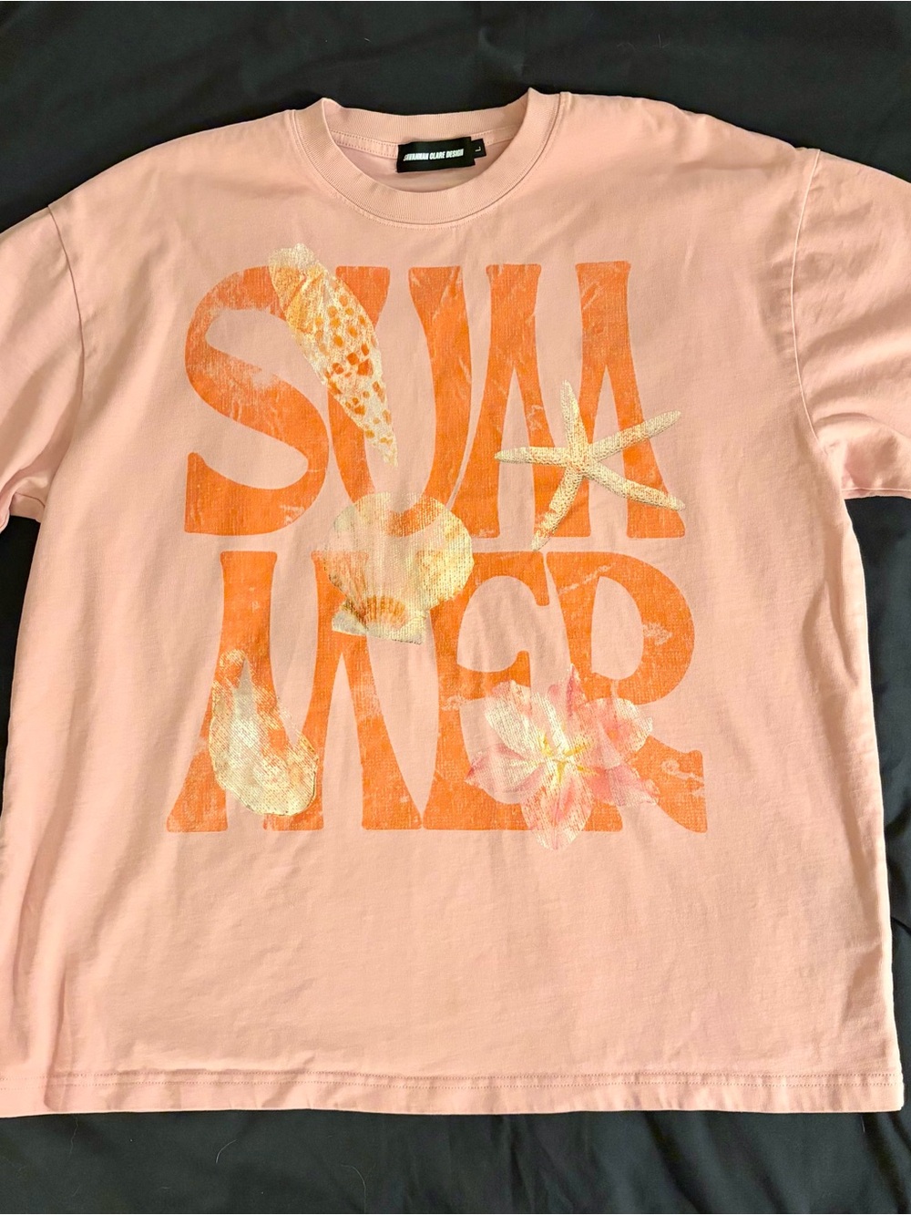 “SUMMER" Boxy Graphic Tee in Dusty Pink by SAVANNAH CLARE DESIGN. Size L